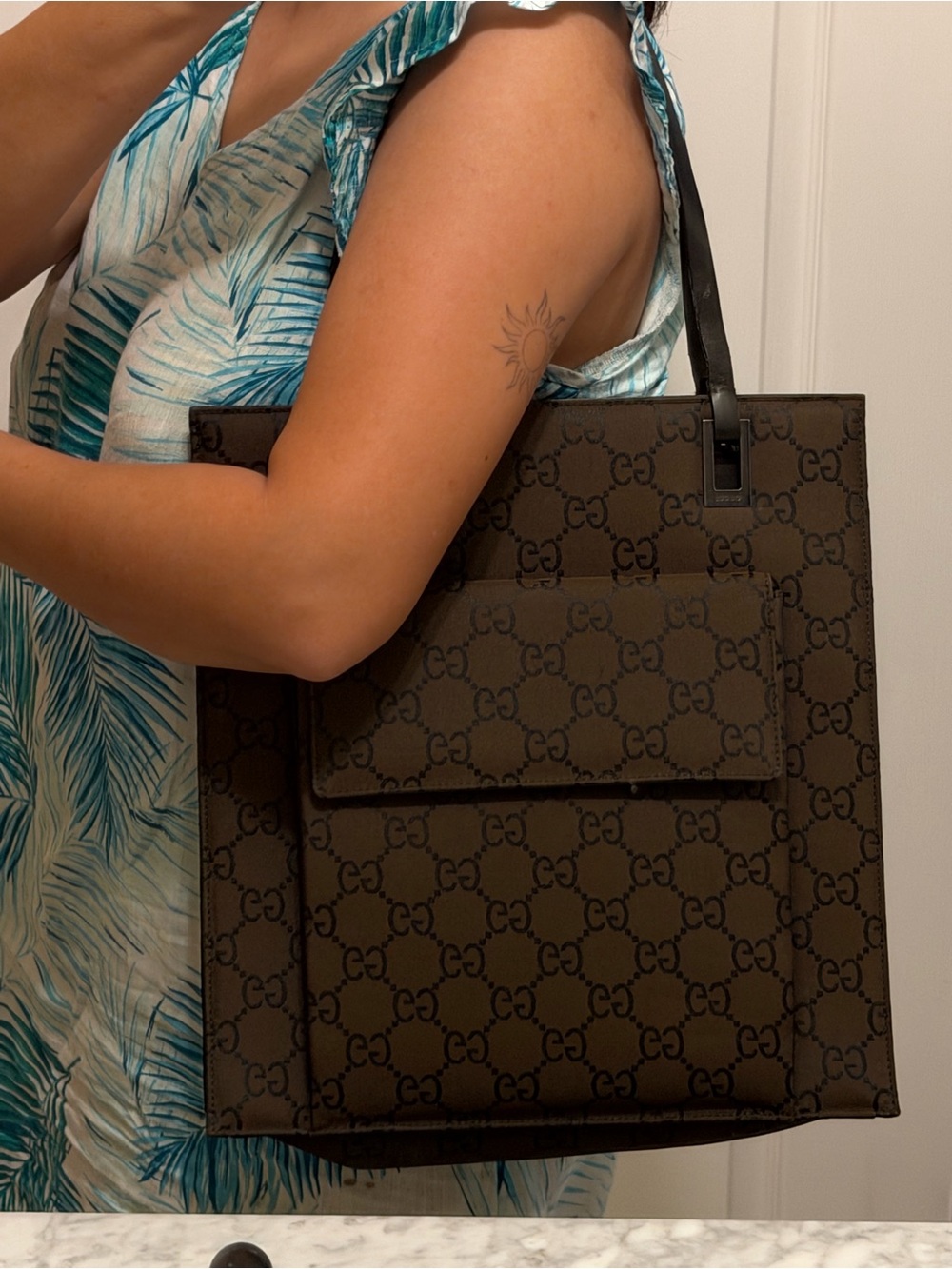 Gucci Vintage Monogram Brown Nylon Canvas Tote Bag - Picture 16 of 16